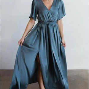 Baltic Born - Sicily Blue Satin Maxi Dress